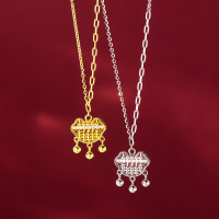 wholesale S925 Silver Nalan Fresh Sweet Ins Style Niche Design Diamond-Inlaid Hollow Security Lock Abacus Necklace Y02103-S925 silver necklace gold 925 silver