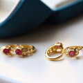 wholesale S925 gold-plated silver vintage natural ruby serpent earrings, minimalist and elegant gemstone earrings-0-2