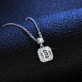 S925 Silver Pendant with 1-Carat Moissanite Women's Fashion Luxury Square-Cut Pagoda Necklace-0-0