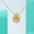 wholesale S925 Sterling Silver Water Drop Ice Flower Cut Necklace for Women with High Carbon Diamond, Premium Yellow Diamond Pendant Choker-0-3