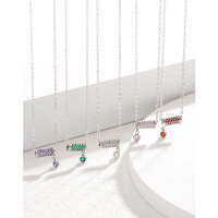 wholesale 925 Sterling Silver Small Waist Necklace for Women, Minimalist and Unique Design, High-End Sense Necklace with Full Diamond Pendant Collarbone Chain-Pink Diamond Necklace 925 Silver