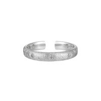 wholesale S925 Sterling Silver 376 Micro-Pavé Diamond Matte Brushed Ring for Women, High-End Minimalist Small Band Ring with Original Ins Style-Platinum [No. 14/Adjustable] Opening adjustable