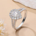wholesale 18K Gold Plated S925 Sterling Silver 1-Carat Pear-Shaped Moissanite Ring for Women, Full Moissanite Diamond Ring-0-1