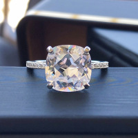 wholesale S925 Sterling Silver European & American Simulated Diamond Ring for Women, Ultra Sparkly Minimalist Diamond Ring, Dropshipping Available-Platinum White Diamonds No. 5