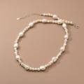 wholesale S925 silver irregular Baroque pearl necklace for women, Korean-style simple and elegant beaded neck accessory D9279-0-3
