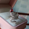wholesale S925 Silver Inlaid Natural Garnet Spirit Snake Ring, a Must-Have for Your Zodiac Year, Fashionable and Versatile Hand Accessory-0-1