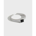 wholesale S925 Sterling Silver Korean-style Minimalist Matte Geometric Square Zircon Women's Adjustable Ring-0-0