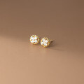wholesale S925 silver with diamond miniature round cross floral stud earrings M02153-0-3