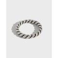 wholesale S925 Sterling Silver Retro Distressed Circle Twist Women's Ring Versatile Silver Jewelry-0-0
