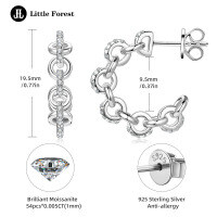 Sterling Silver C-Shaped Chain Semi-Hoop Moissanite Earrings-C-shaped moissanite chain earrings [White Gold]  925 Silver