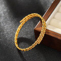 wholesale Metal: 925 Silver Plated 24K Gold Disco Triple-Loop Memory Elastic Women's Gift New Style Solid Bangle Bracelet for Women, High-End Feel-0-1