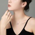 wholesale S925 Sterling Silver Korean New Style Women's Ring Earrings Necklace Set with Heart Zircon and Bow Design-0-1