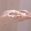 wholesale 925 Sterling Silver Rose Quartz Pearl White Bracelet for Women, Natural Freshwater Pearl Hand String, Ins Versatile Play Accessory-0-3