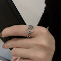 wholesale S925 Sterling Silver Retro Geometric Letter Ring, Amazon Best-Seller, Trendy Unisex Band-0-3