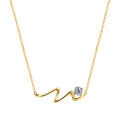 Sterling Silver Wave Design Moissanite Pendant Necklace,-0-3