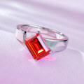 wholesale S925 Silver Metal Live Stream New Product 6*8mm Fanta Orange Open Adjustable Ring for Women,-0-0