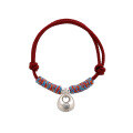 wholesale 999 Pure Silver Chunky Coin Woven Red Rope Bracelet for Women Couples Best Friends New Year Gift-0-4