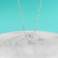 wholesale S925 Sterling Silver Wholesale Light Luxury Romantic Heart Necklace, Small Design Exquisite Heart-Shaped Moissanite Pendant Necklace-0-0