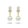 wholesale Sterling Silver Dunli Jewelry Spring Zircon Flower French Retro Elegant and High-End Pearl Earrings for Women-0-4