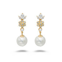 wholesale Sterling Silver Dunli Jewelry Spring Zircon Flower French Retro Elegant and High-End Pearl Earrings for Women-Zircon Flower Pearl Earrings 925 Silver