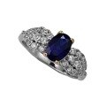 wholesale S925 Sterling Silver New Royal Blue 5*7mm Oval Full Diamond Ring, Luxurious and Versatile for Women-0-4