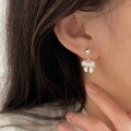 wholesale S925 Sterling Silver Bow Tassel Earrings for Women, Minimalist Luxury Ins Forest Style Ear Accessories-0-2