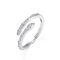wholesale Sterling Silver Light Luxury Niche Design Ultra-Sparkling Zircon Spirit Snake Ring for Women Adjustable Index Finger Ring Minimalist Style-0-5