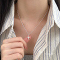 wholesale S925 Sterling Silver White Agate Four-Pointed Star Necklace for Women-0-2