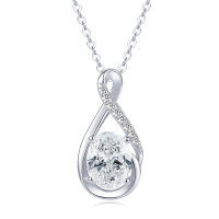 S925 Sterling Silver Moissanite Necklace, Luxury Minimalist Infinity Waterdrop Pendant Choker-Infinite Design Necklace [White Gold]  925 Silver