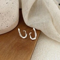 wholesale S925 Sterling Silver Geometric Irregular Stud Earrings for Women, Korean Summer New Ins Exquisite and Small Niche Ear Accessories-Sterling silver