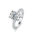 S925 Silver Moissanite Women's Ring, Luxury-Set Fancy Rectangular Cut, 2 Carats-0-4