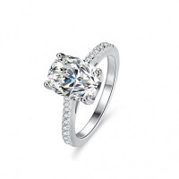 S925 Silver Moissanite Women's Ring, Luxury-Set Fancy Rectangular Cut, 2 Carats.-Set with D-color moissanite (2 carats)  US No. 9