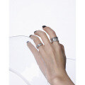 wholesale S925 Sterling Silver Korean Version Ins Small Design Minimalist Versatile Irregular Surface Texture Textured Open Ring for Women-0-3