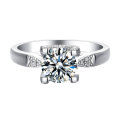 wholesale Silver 1-carat four-prong bullhead wedding ring moissanite engagement ring cross-border e-commerce moissanite silver ring dropshipping-0-0