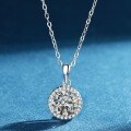 Sterling Silver Moissanite Round Pendant Necklace, 1 Carat Luxury Simulation Fashion Wholesale-0-0