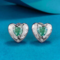 wholesale S925 Sterling Silver Style 5*5mm Paraiba Heart-shaped Stud Earrings Fashion Commuting Live Stream Ready for Dropshipping-0-0