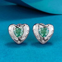 wholesale S925 Sterling Silver Style 5*5mm Paraiba Heart-shaped Stud Earrings Fashion Commuting Live Stream Ready for Dropshipping-E545 Paraiba Heart-Shaped Earrings 925 Silver