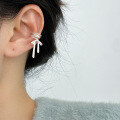 wholesale S925 Sterling Silver Fresh and Sweet Multi-Layer Crossed Line Matte Bow Ear Clip Single M06338-0-2