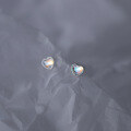 wholesale S925 Silver Nalan Stud Earrings for Women, Japanese and Korean Style Threaded Light Beads, Heart-shaped Synthetic Moonstone Sweet Ear Accessories G8430-0-3