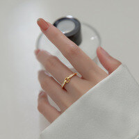 wholesale S925 Silver Summer Minimalist Geometric Circle Row Diamond Ring Korean Style Elegant Silver Jewelry Ring J9184-S925 silver ring gold opening adjustable