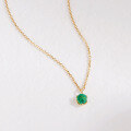 wholesale 10K Gold Japanese Retro Style Emerald Necklace, Versatile for Daily Wear, Wholesale from Jewelry Manufacturer-0-3