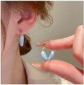 wholesale S925 Silver Enamel Drip Heart Stud Earrings for Women, French Minimalist, Small and Delicate, Versatile and Elegant-0-3