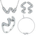 wholesale 925 Silver High-End Four-Piece Jewelry Set Cartier-Style Ring, Sterling Silver Stud Earrings, European-American Necklace, Ins Bracelet-0-0