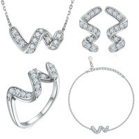 wholesale 925 Silver High-End Four-Piece Jewelry Set Cartier-Style Ring, Sterling Silver Stud Earrings, European-American Necklace, Ins Bracelet-Bracelet 925 Silver