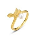wholesale S925 Sterling Silver Gold-Plated Snake-Shaped Ring, Cute and Minimalist, European and American New Fashion Trend Pearl Ring for Wholesale-0-4