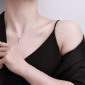 Metal Spring Butterfly Zircon Teardrop Pendant Necklace-0-2