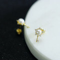 wholesale Metal Star Pearl Stud Earrings Minimalist Women Korean Style Key Small New Trendy-0-3