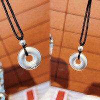 wholesale 999 Sterling Silver Auspicious Dragon Year Necklace with Matte-Finish Solid Pendant Engraved with "Peace Joy Happiness" and Hundred Blessings Characters, Unisex Design-DMXDH044 Pure Silver (weight/material see picture)