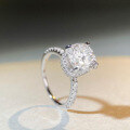 wholesale S925 Sterling Silver Moissanite D Color Square Prong Cross-Border TikTok Influencer Live Streaming Women's Wedding Ring Wholesale-0-1