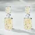 S925 Silver Earrings with G-White Yellowish High-Carbon Full-Cut Diamond, 10X14 Ice Flower Cut-0-2